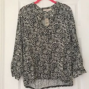 SP Loft Black Cheetah Print Elastic Bottom Hem